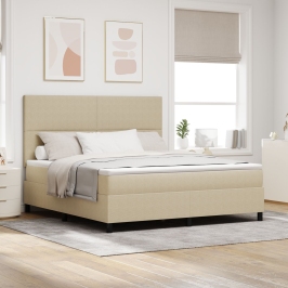 Cama con Box Spring  con Colchón Verde Claro Gris Super King Tela de Corduroy