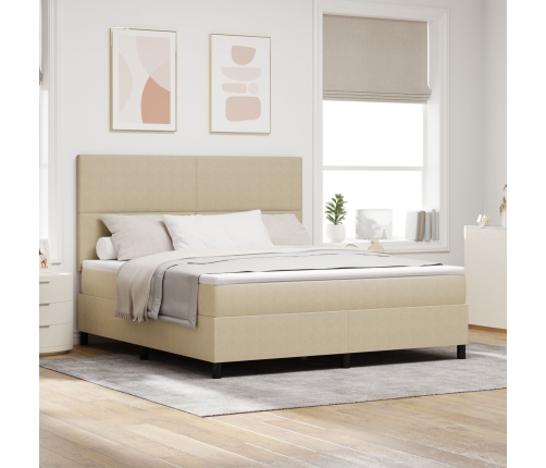 Cama con Box Spring  con Colchón Verde Claro Gris Super King Tela de Corduroy