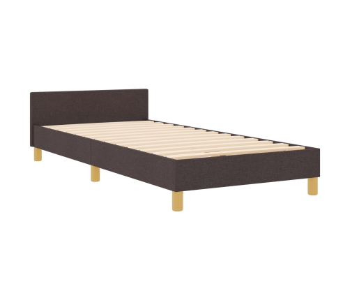 Estructura de cama  marrón oscuro 90x190 cm Tela