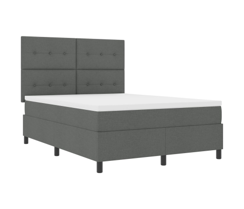 Cama Box Spring  con Colchón Gris Oscuro 140x200 cm Tela