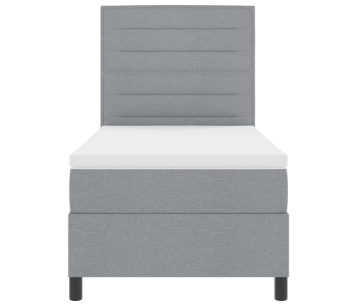 Cama con Somier y Colchón Gris Claro 90x200 cm Tela