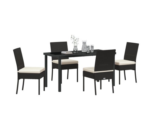 Conjunto de Comedor de Jardín  de 5 Piezas Negro Poliratán