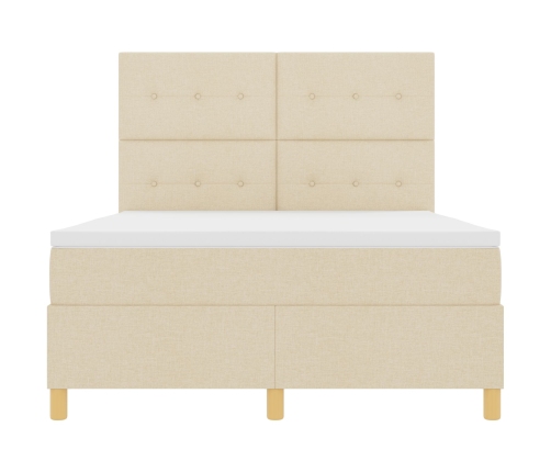 Cama con Somier y Colchón Crema 160x200 cm Tela