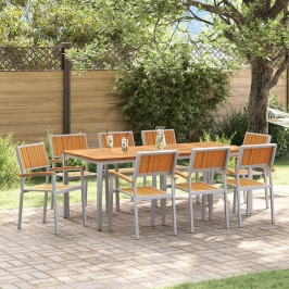 Juego de Comedor de Jardín Set de 9 Gris Aluminio Duradero