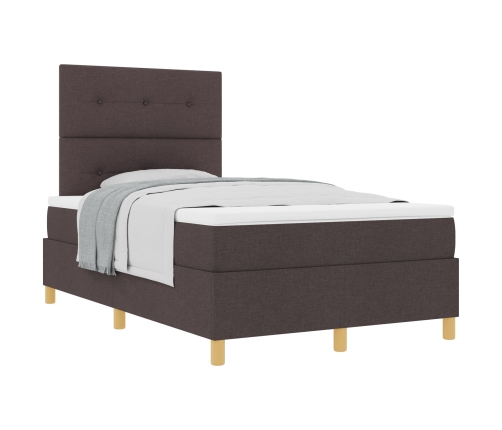 Cama con Box Spring y Colchón  Marrón Oscuro 120x200 cm Tela