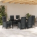 Set de comedor de jardín  7 piezas negro ratán polivalente