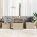 Conjunto de Sofá de Jardín  7 Piezas Beige, Gris Ratán, Poliéster