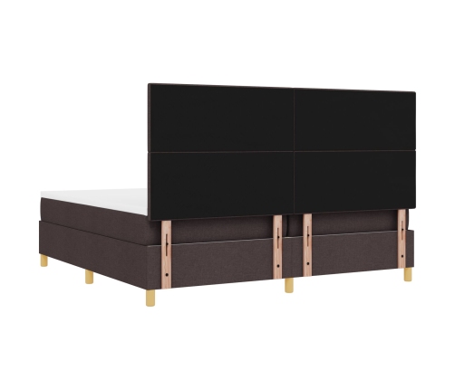 Cama con Box Spring  Marrón Oscuro 200x200 cm Tela