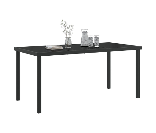 Mesa de Jardín  Negra 160x80x73 cm Vidrio Templado