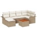 Set de 7 Piezas de Sofá de Jardín con Cojines Beige de Ratán Sintético y Acacia