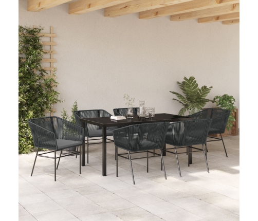 Set de 4 Negro Poliratán PE Estándar Duradero Silla de Jardín