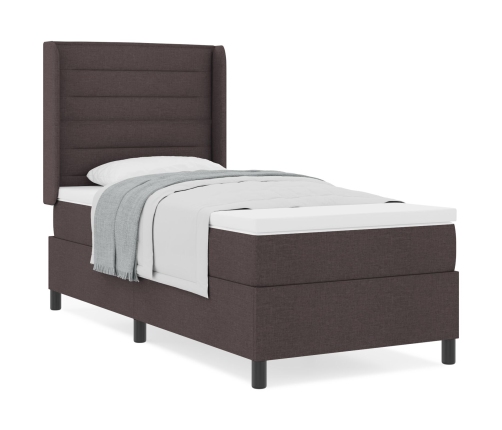 Cama con somier y colchón  Marrón Oscuro 100x200 cm Tela