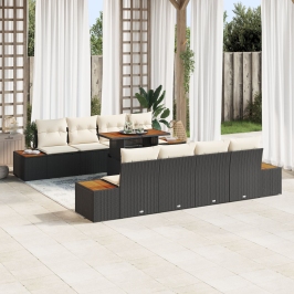 Conjunto de Sofá de Jardín  9 Piezas Negro Ratán