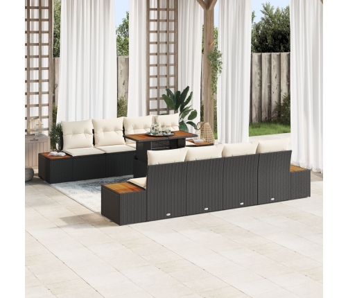 Conjunto de Sofá de Jardín  9 Piezas Negro Ratán