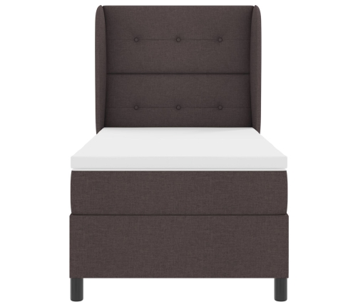 Cama Box Spring  con colchón marrón oscuro 100x200 cm de tela