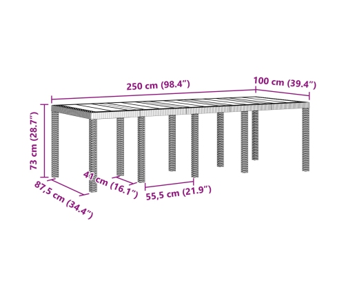 Conjunto de Comedor de Jardín de 9 Piezas Marrón de Poliratán