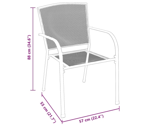 Set de Comedor Jardín de 7 Piezas  Acero Antracita