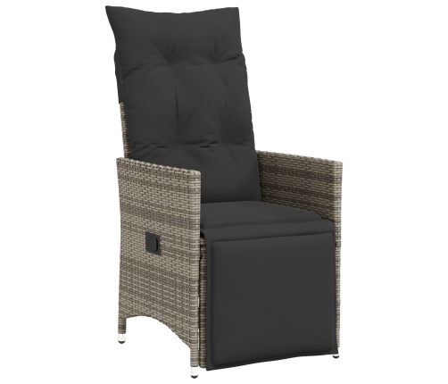 Set de Comedor de Jardín de 3 Piezas con Cojines Gris Poliratán
