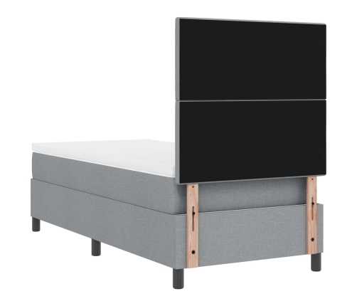 Cama con box spring  con colchón gris claro 90x200 cm tela