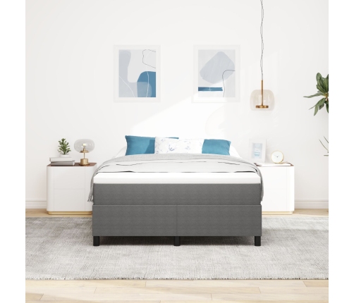 Cama con somier  con colchón Gris Claro 160x200 cm Tela de pana