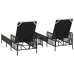 Conjunto de Tumbonas  Set de 3 Negro y blanco crema Ratán PE, metal