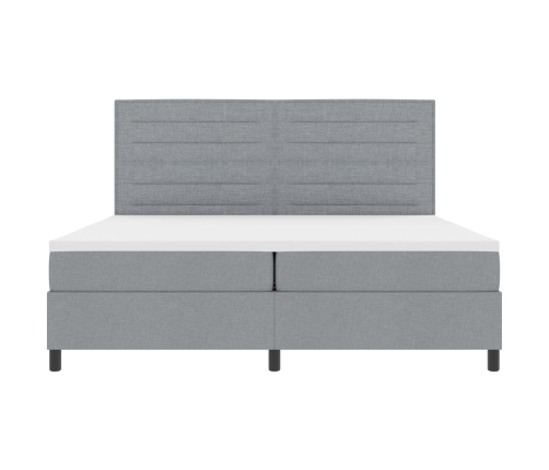 Cama con somier  con colchón y luz LED gris 200x200 cm de tela