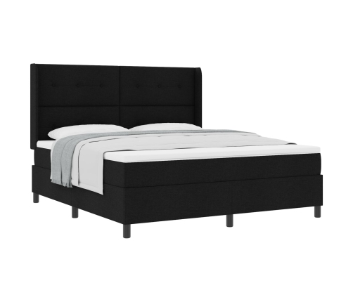 Cama con somier y colchón  Negro 180x200 cm Tela