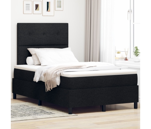 Cama con Base  con Colchón Negra 120x200 cm Tela