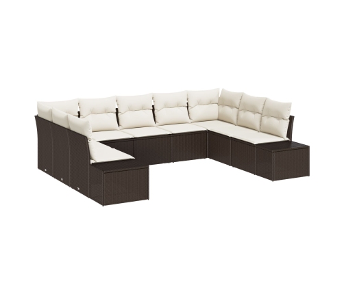 Conjunto de Sofá de Jardín  Set de 9 Marrón y crema