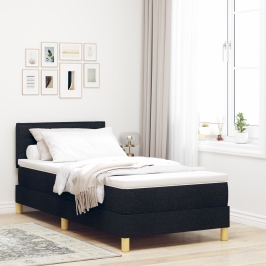 Cama Box Spring  con Colchón Negra 100x200 cm Tela