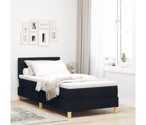 Cama Box Spring  con Colchón Negra 100x200 cm Tela