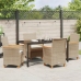 Set de Comedor de Jardín  de 5 Piezas con Cojines Beige de Polirratán