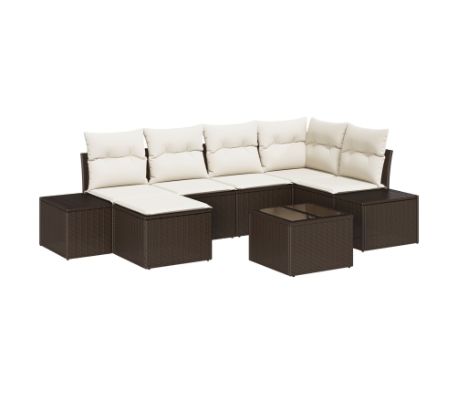 Conjunto de Sofá de Jardín  Conjunto de 7 Marrón y crema
