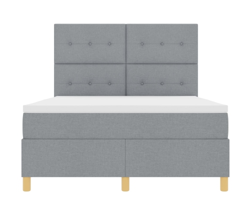 Cama Box Spring con Colchón Gris Claro 140x190 cm Tela
