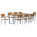 Conjunto de Comedor de Jardín  Juego de 9 Gris, Tono Madera Metal
