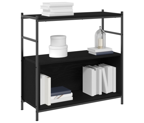 Cabinet de Libros  Negro Roble 80x30x78,5 cm Madera Ingenierada