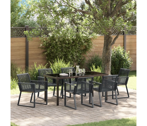 Set de Comedor de Jardín de 7 Piezas  Negro Poliratán