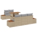 Conjunto de Comedor de Jardín de 6 Piezas con Cojines Beige Poliratán Acacia