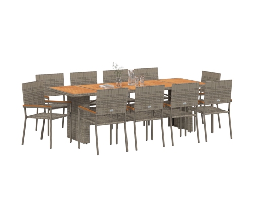 Conjunto de Comedor de Jardín de 11 Piezas  Gris de Poliratán