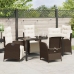 Conjunto de Comedor de Jardín de 5 Piezas Ratán Poliéster Marrón