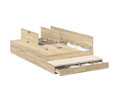 Estructura de cama con almacenamiento  Roble de Sonoma