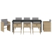 Set de comedor de jardín  de 9 piezas con cojines de poliratán beige
