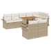 Conjunto de Comedor de Jardín de 9 Piezas con Cojines Beige Rattan Acacia