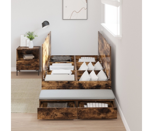 Estructura de Cama de Almacenamiento  Roble Ahumado Madera Engineered