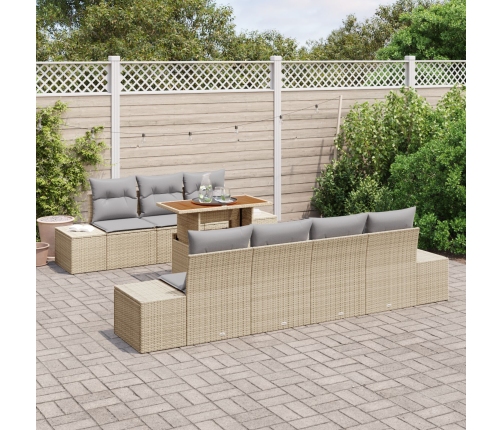 Conjunto de Sofá de Jardín  8 Piezas Beige Ratán Mesa de Exterior