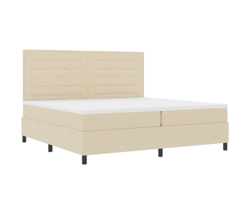 Cama Box Spring  con Colchón Crema 200x200 cm Tela