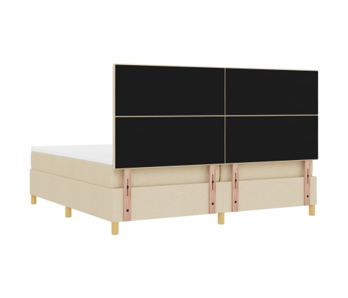 Cama con Box Spring y Colchón Crema 200x200 cm Tela