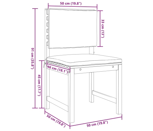 Conjunto de Comedor de Jardín de 4 Piezas  con Cojines - Madera Maciza de Acacia