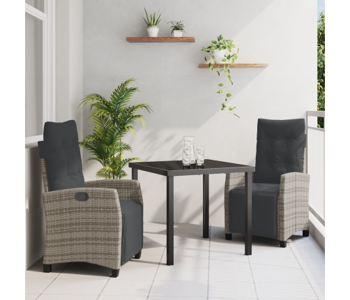 Set de Comedor de Jardín de 3 Piezas Gris Ratán PE