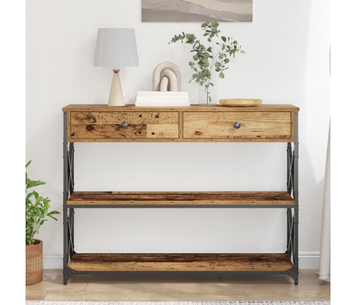 Mesa Consola  de Madera Vieja 100x28x75 cm de Madera Ingenierizada y Acero